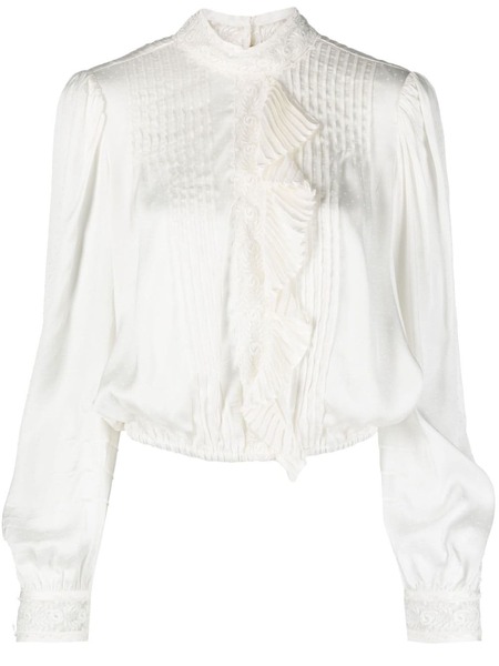  Twinset Floral-lace Pleated Blouse - White 