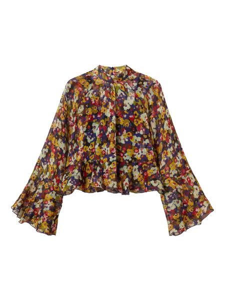  Twinset Floral-print Bell-sleeve Blouse - Brown 