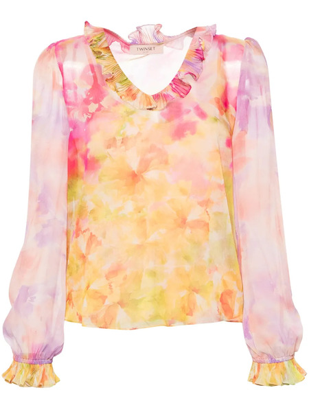  Twinset Floral-print Georgette Blouse - Pink 