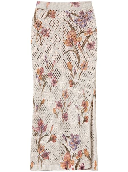  Twinset Floral-print Midi Skirt - White 