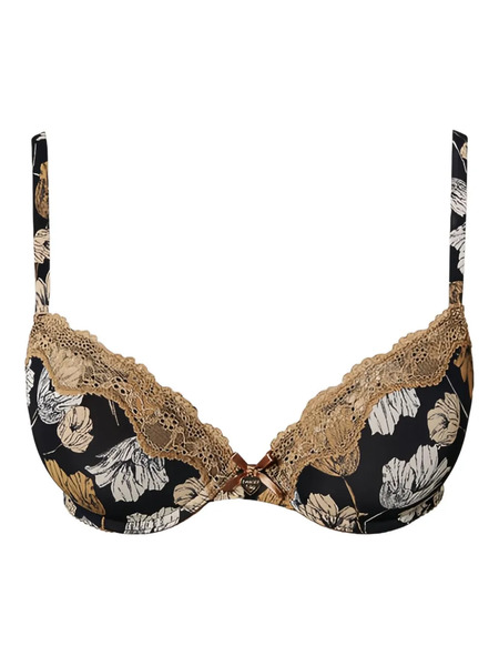  Twinset Floral-print Push-up Bra - Black 