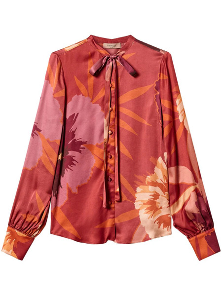  Twinset Floral-print Satin Shirt - Red 