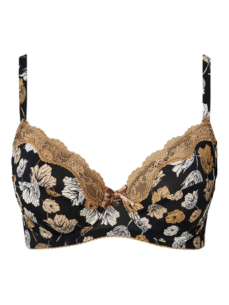  Twinset Floral-print Underwire Bra - Black 