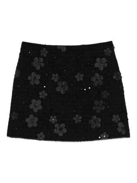  Twinset Flower-embellished Bouclé Mini Skirt - Black 