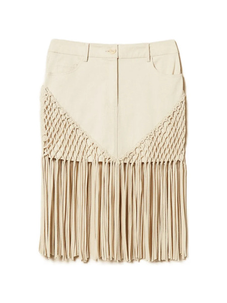  Twinset Fringed Mini Skirt - Neutrals 