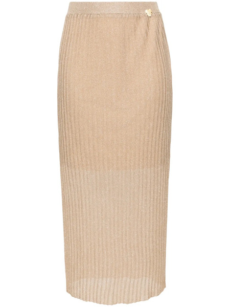  Twinset High-waisted Plissé Long Skirt - Gold 
