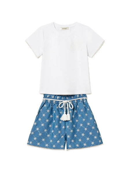  Twinset Kids Chambray Shorts Set - Blue 