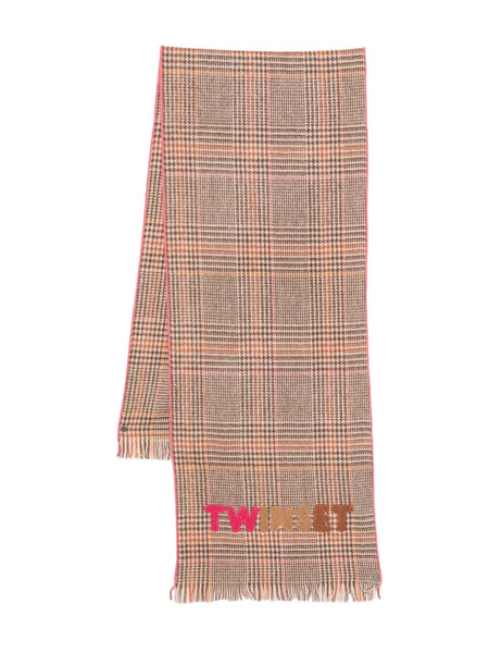  Twinset Kids Checked Fringed Scarf - Neutrals 