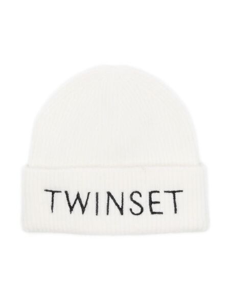  Twinset Kids Embroidered-log Beanie - White 