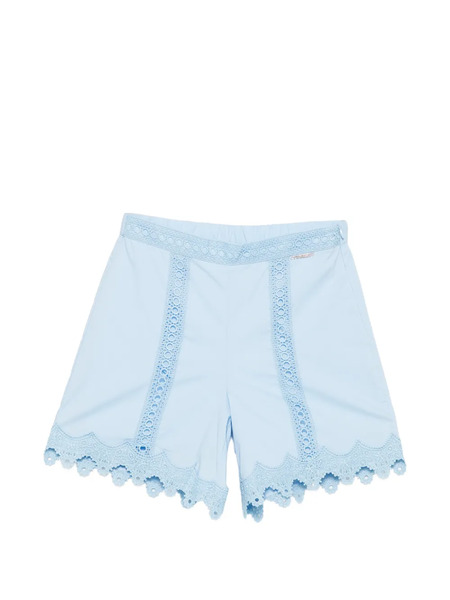  Twinset Kids Embroidered-trim Shorts - Blue 