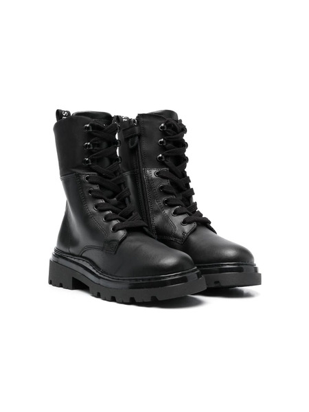  Twinset Kids Leather Combat Boots - Black 