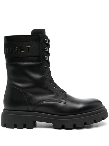  Twinset Kids Leather Combat Boots - Black 