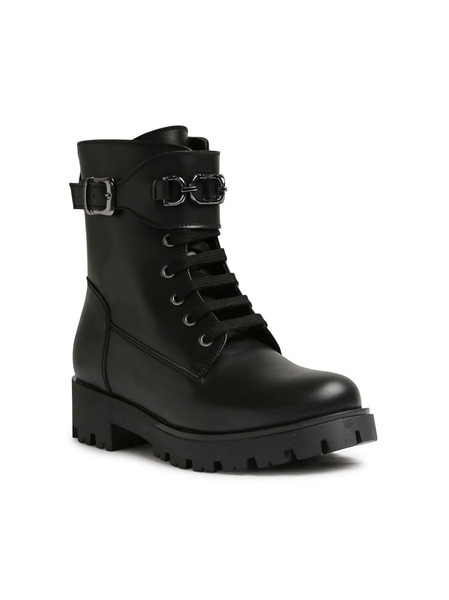  Twinset Kids Leather Combat Boots - Black 