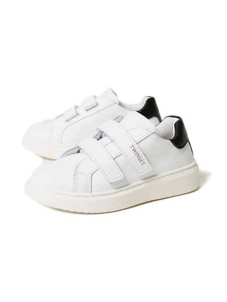  Twinset Kids Leather Double-strap Sneakers - White 