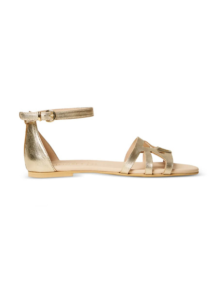  Twinset Kids Leather Strap Sandals - Gold 