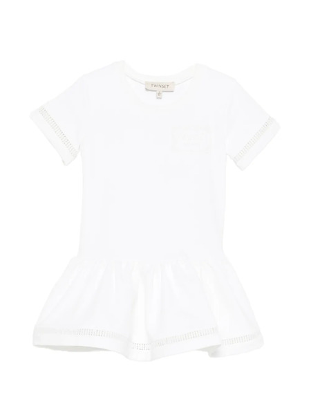  Twinset Kids Logo-patch Ruffle Dress - White 