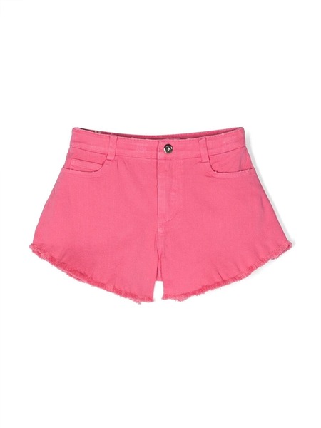  Twinset Kids Logo-plaque Frayed Shorts - Pink 