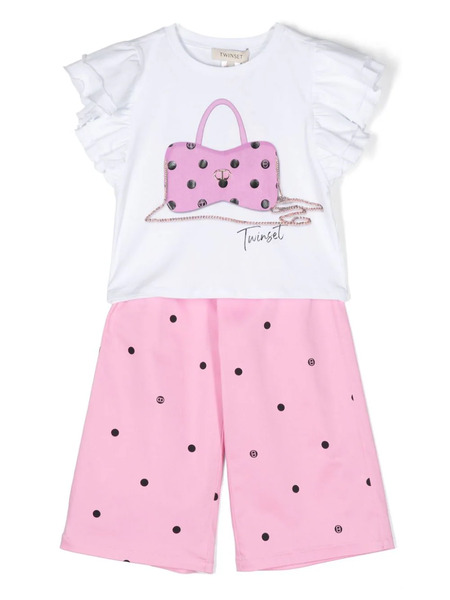  Twinset Kids Polka Dot Trousers Set - Pink 