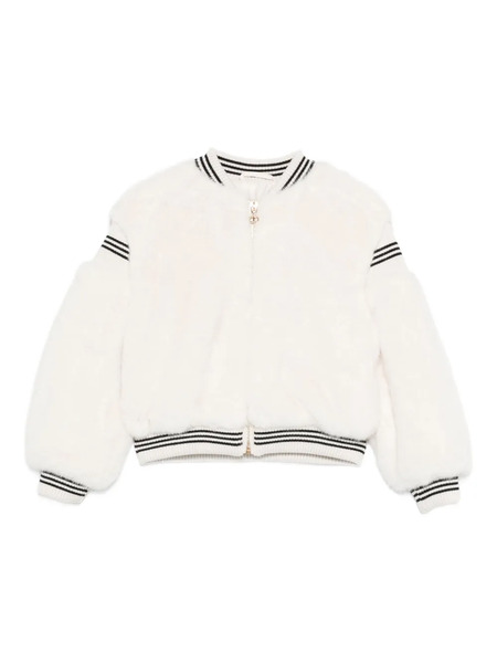  Twinset Kids Puff-sleeve Striped-cuff Jacket - White 