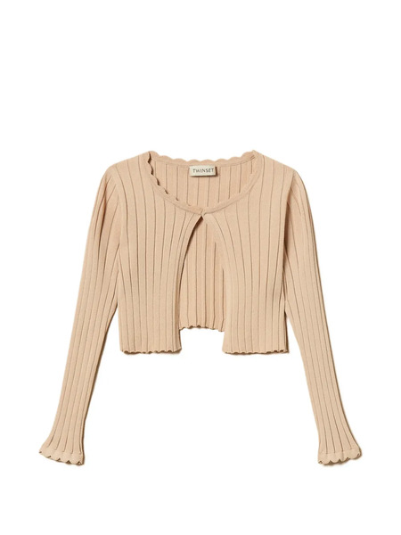  Twinset Kids Ribbed Cropped Cardigan - Neutrals 