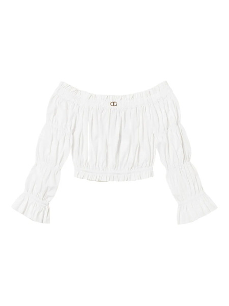  Twinset Kids Ruffled Off-the-shoulder Top - White 