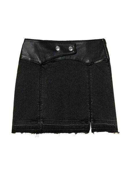  Twinset Kids Slit Denim Mini Skirt - Black 