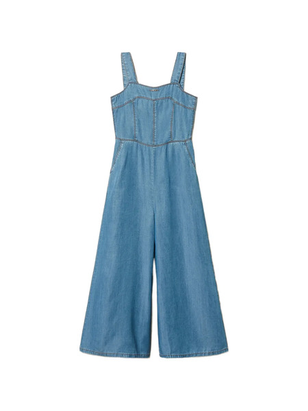 Twinset Kids Smocking Chambray Jumpsuit - Blue 