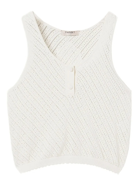  Twinset Knitted Sleeveless Top - White 