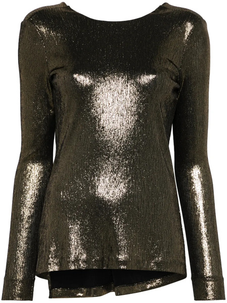 Twinset Knot-detail Laminated Blouse - Gold 
