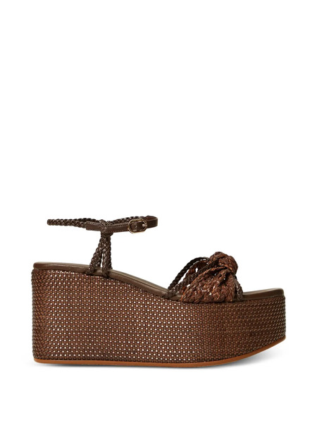  Twinset Knot-detail Wedge Sandals - Brown 