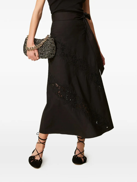  Twinset Lace Belted Midi Skirt - Black 