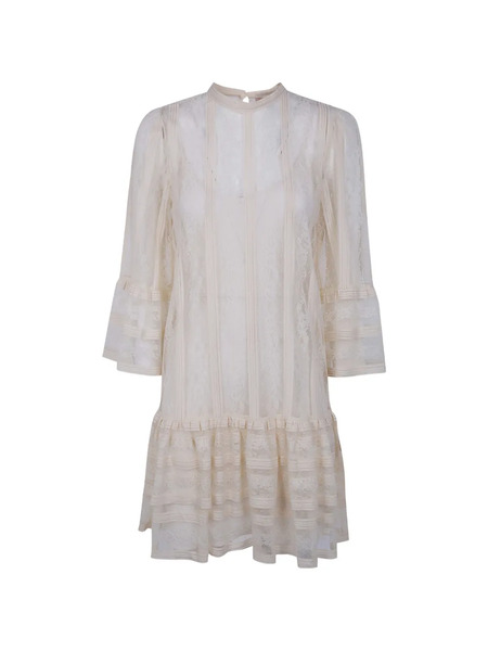  Twinset Lace Ruffle Maxi Dress - Neutrals 