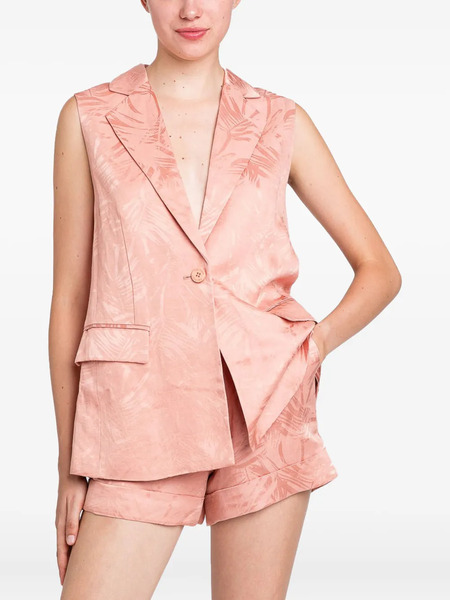  Twinset Leaf-print Single-breasted Waistcoat - Pink 