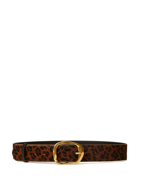  Twinset Leopard-print Leather Belt - Brown 