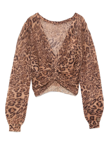  Twinset Leopard Print Twist-front Sweater - Brown 