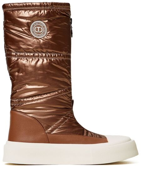  Twinset Logo-appliqué Padded Boots - Brown 