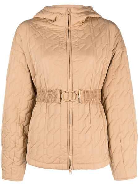  Twinset Logo-belt Quilted Jacket - Neutrals 