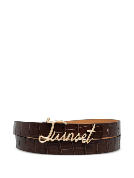  Twinset Logo-buckle Leather Belt - Brown 