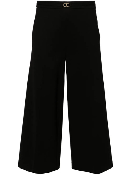  Twinset Logo-plaque Cropped Trousers - Black 