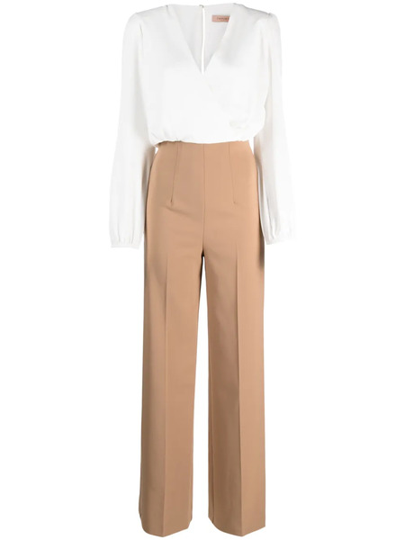  Twinset Long-sleeve Wide-leg Jumpsuit - White 