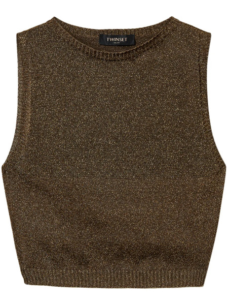  Twinset Lurex Knitted Top - Brown 