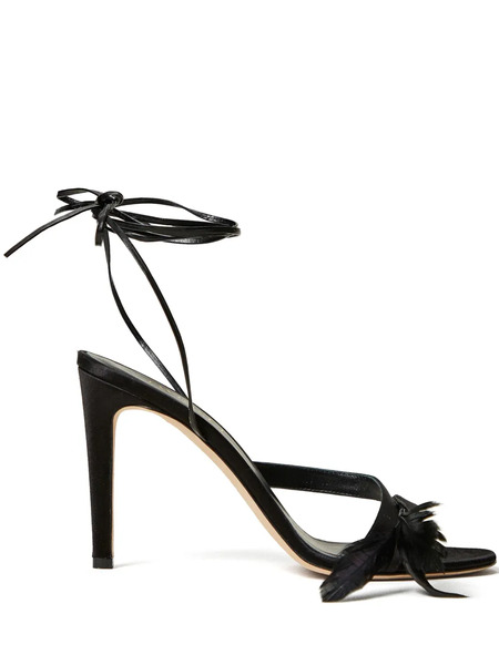  Twinset 90mm Feather-detail Sandals - Black 