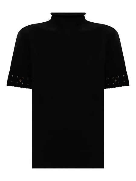  Twinset Mock-neck Embellished T-shirt - Black 