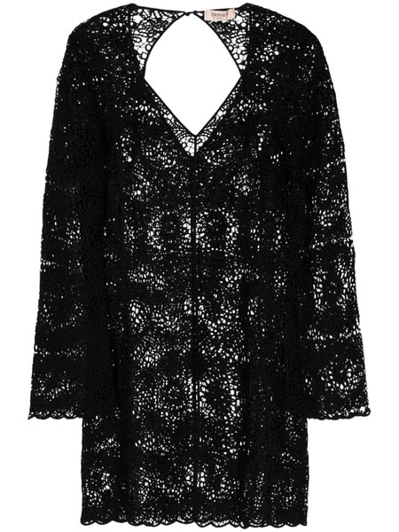 Twinset Open-knit Shift Minidress - Black 