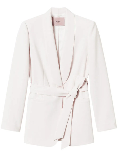  Twinset Oval T Chain Belted Blazer - White 