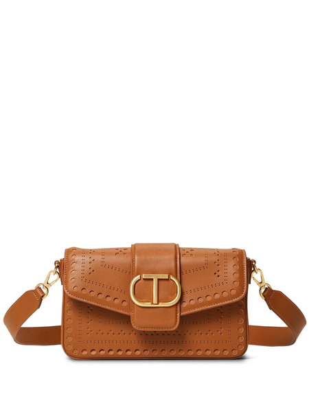  Twinset Oval T Leather Shoulder Bag - Brown 