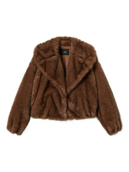  Twinset Oversize-collar Faux-fur Jacket - Brown 