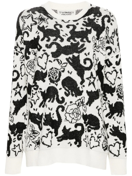  Twinset Patterned Jacquard Sweater - White 