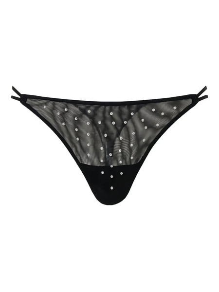  Twinset Pearl-embellished Tulle Thong - Black 