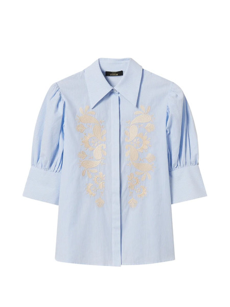  Twinset Pinstripe Embroidered Shirt - Blue 
